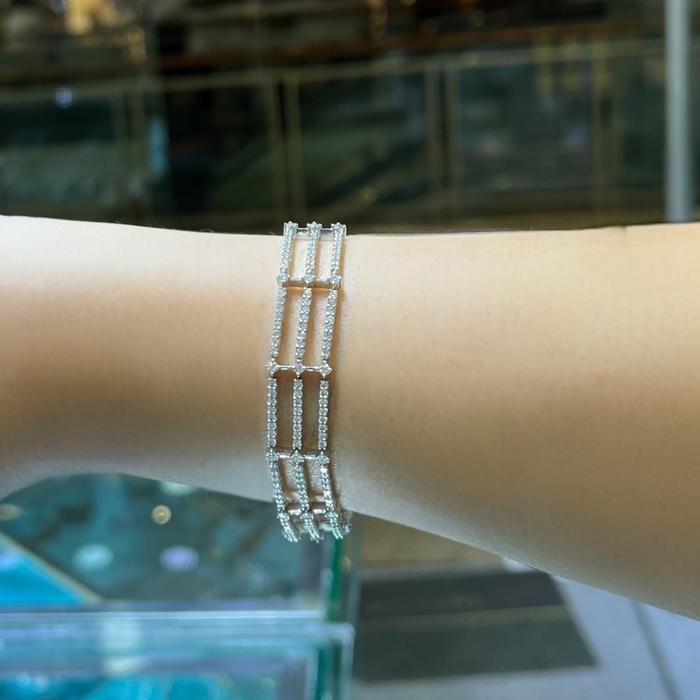 Diamond Bracelet tri listring tennis - Gelang Berlian - Diamond Jewelry - White 03030409
