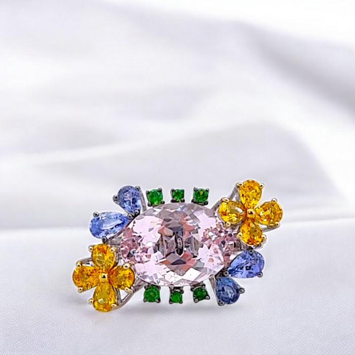 Magonite Ring mix gemstone 18K / Diamond Jewelry