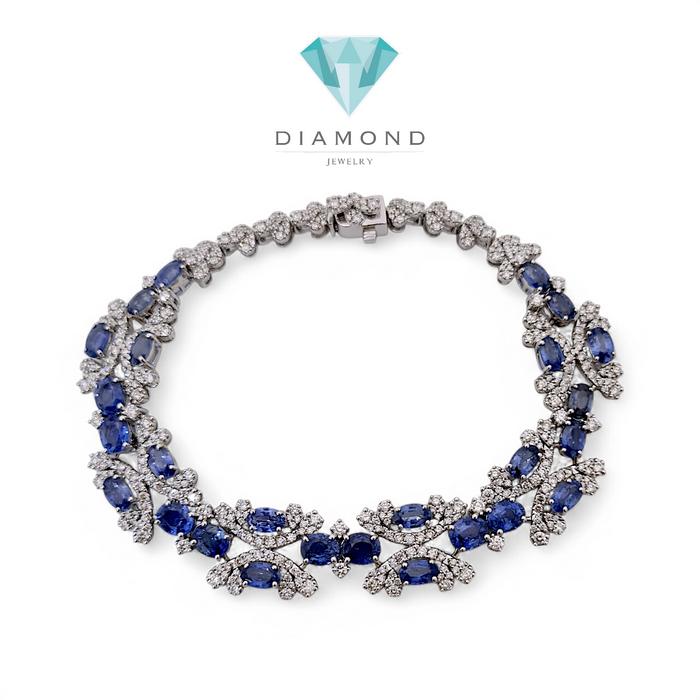 Blue Sapphire Bracelet 18K / Diamond Jewelry