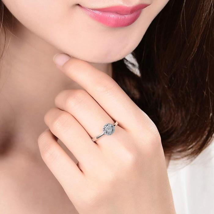 Halo Solitaire Lily Diamond ring 18k -Diamond Jewelry