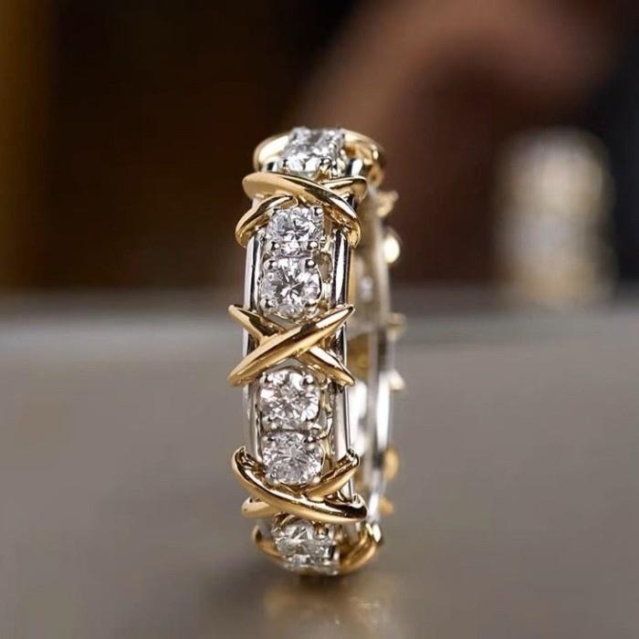 Vintage Diamond Ring cross x 18K Diamond Jewelry