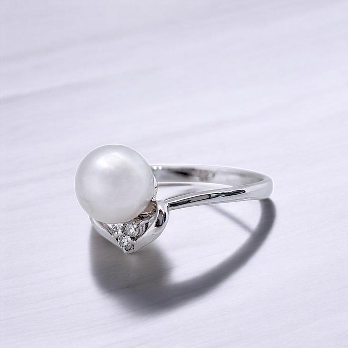 Pearl Diamond Ring 18K / Diamond Jewelry