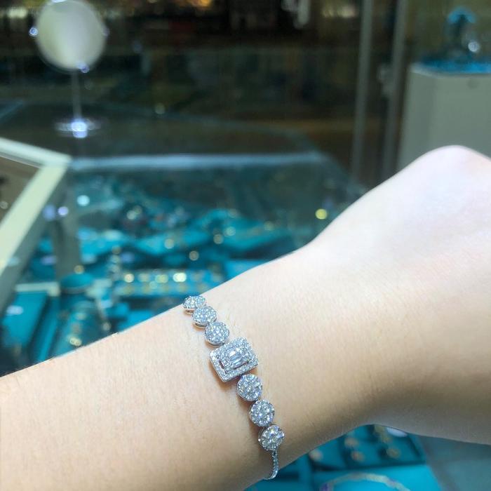 Gelang berlian baguette serut/ diamont adjustable bracelet/gelang berlian serut wanita 18K Diamond Jewelry
