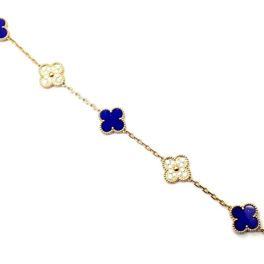 Clover blue diamond bracelet vc-Diamond Jewelry