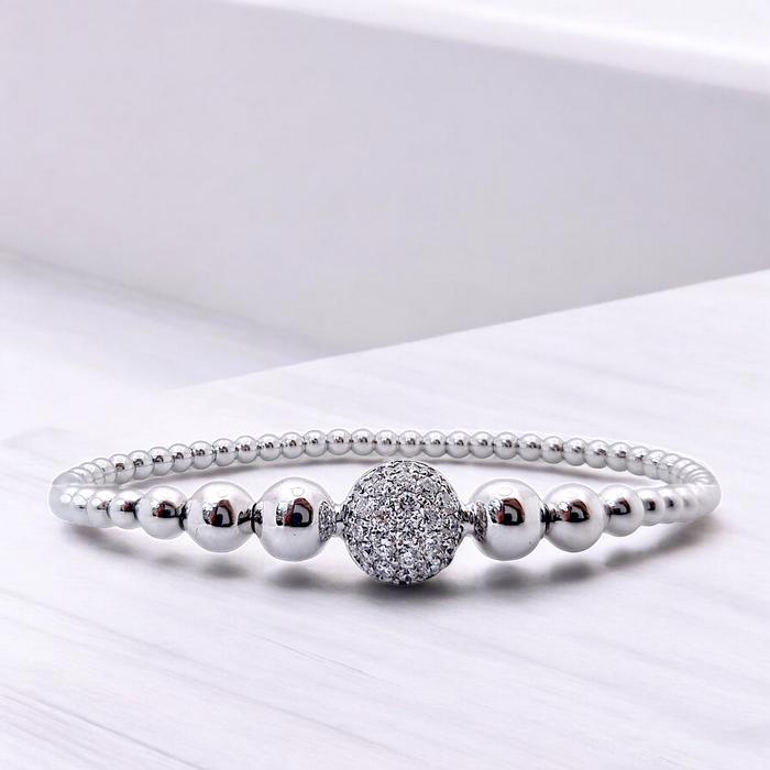 Diamond Bracelet perlee stretchable 18K / Diamond Jewelry
