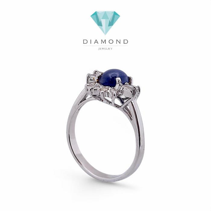 Blue Sapphire Diamond Ring 18K / Diamond Jewelry