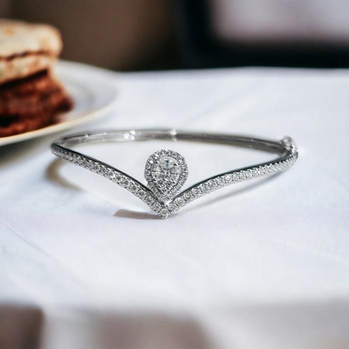 Diamond Clara tear drop bangle 18k-Diamond jewelry