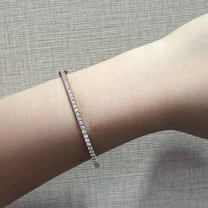Diamond Bangle Half pave moon 18k rose gold-Diamond Jewelry