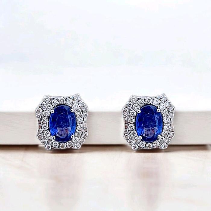 Blue Sapphire Diamond Earring 18K / Diamond Jewelry