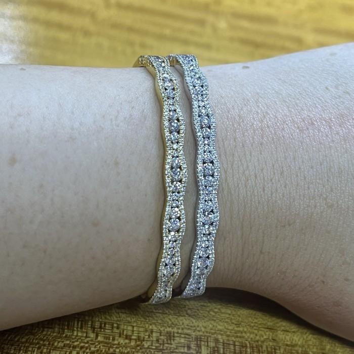 Pave Wave Diamond Bangle 18K Gold Diamond Jewelry