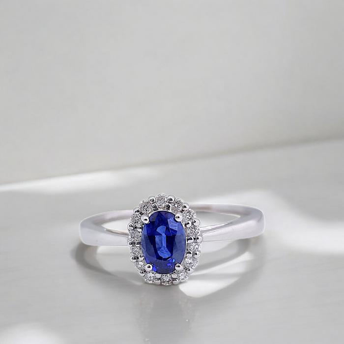 Blue Sapphire Diamond Ring / Diamond Jewelry