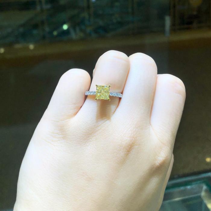 Cincin square yellow diamond ring/ cincin diamond square yellow diamond-Diamond Jewelry