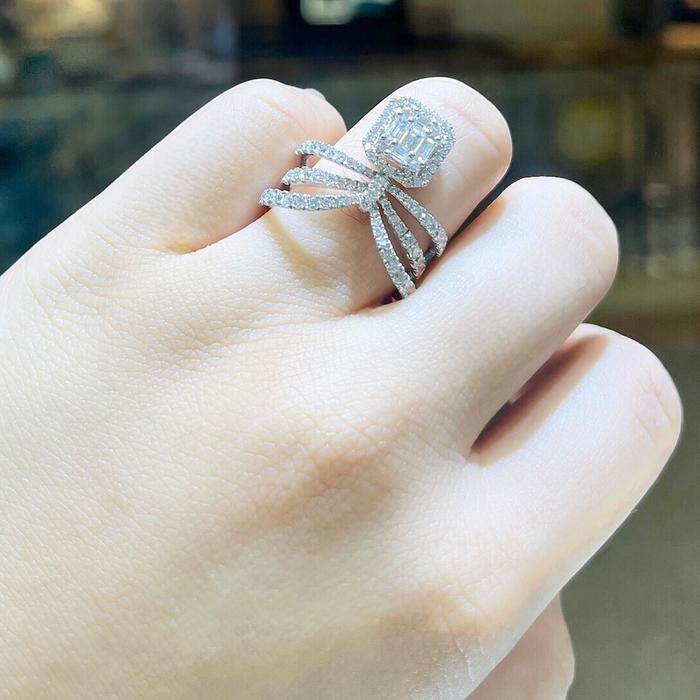 Baguette Crown Ring 18K Diamond Jewelry