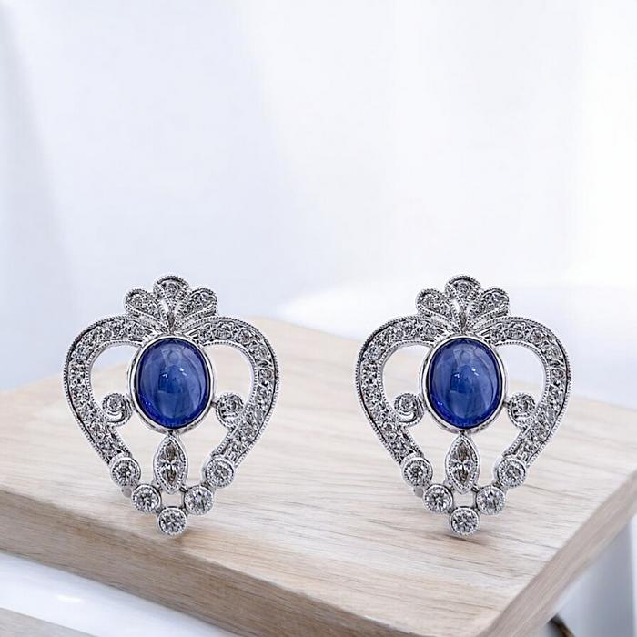 Blue Sapphire Diamond Earring / Diamond Jewelry