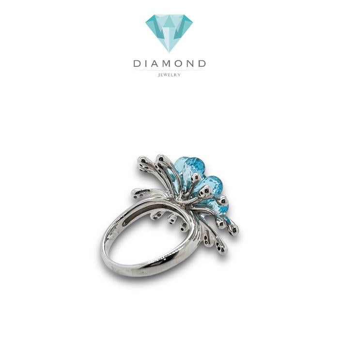 Aquamarine Flower Ring/cincin batu