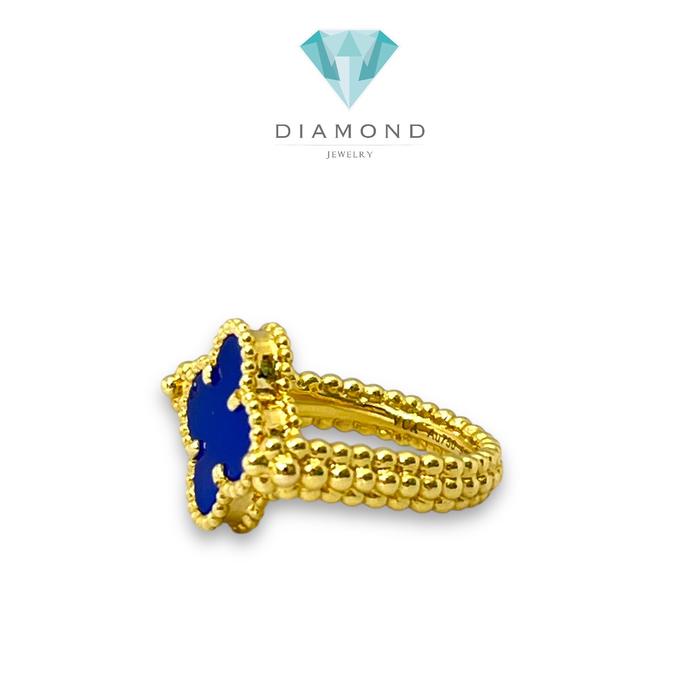Vintage Reversible blue agate Ring 18K / Diamond Jewey