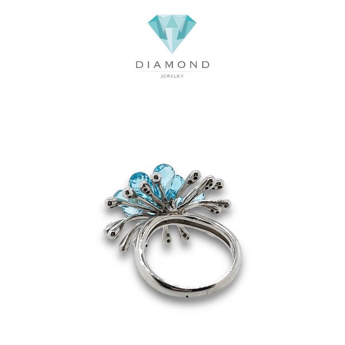 Aquamarine Flower Ring/cincin batu