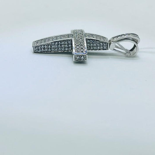 Cross swarozki pendant 18 k white gold-Diamond Jewelry