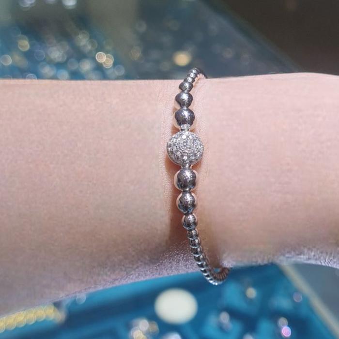 Diamond Bracelet perlee stretchable 18K / Diamond Jewelry