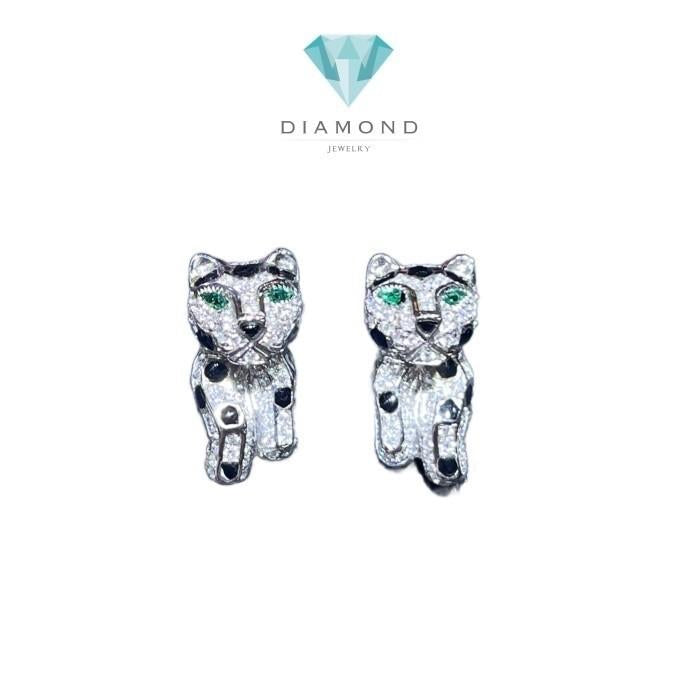 Panthere earring Diamond onyx emerald gold 18K Diamond Jewelry-17ABGT1250WPLS