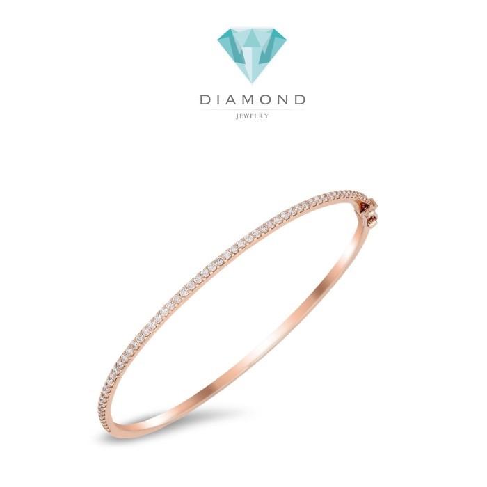 Dainty pave bangle diamond 18k gold-Diamond Jewelry