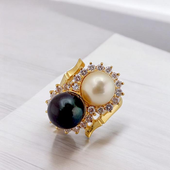 Pearl Double duo Color Diamond 18K / Diamond Jewelry