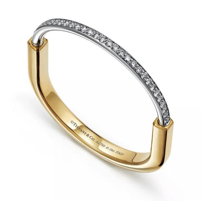 Lock T bangle pave Diamond 18K Gold- Diamond Jewelry