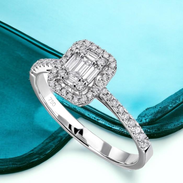 Baguette Lucy diamond ring cincin berlian 18k gold Diamond Jewelry