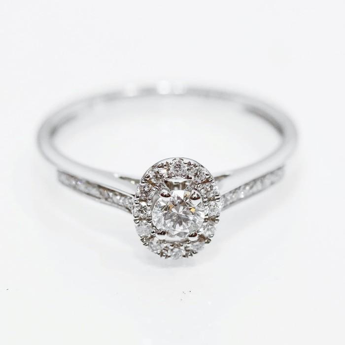Cincin Diamond pave round oval ring 18k gold-Diamond Jewelr