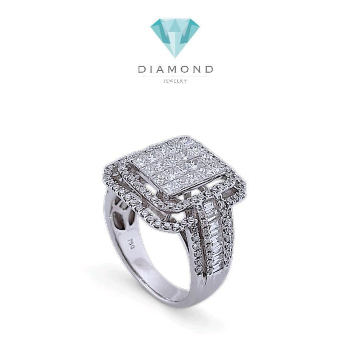 Square Diamond Ring 18K / Diamond Jewelry