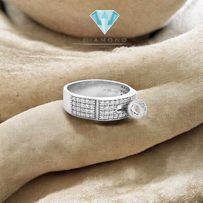 Cincin HR Half Diamond White Gold 18K-Diamond Jewelry