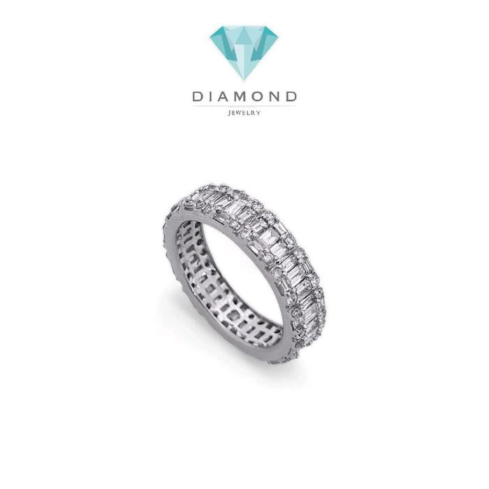 Cincin Listring Baguette Full Diamond 18K-Diamond Jewelry