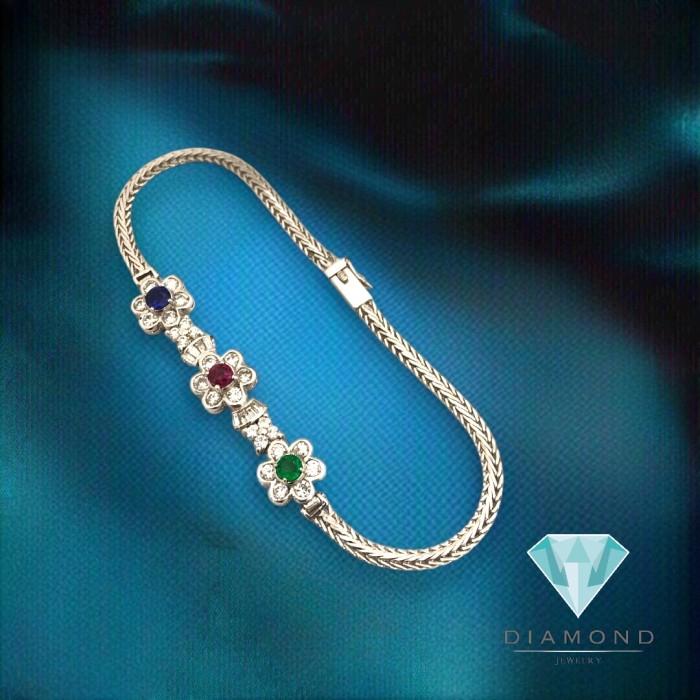 Diamond tristone Bracelet Stone 18K/ diamond tristone gelang 18k