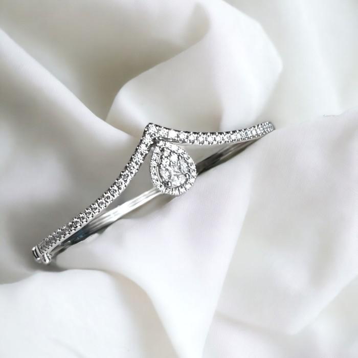Diamond Clara tear drop bangle 18k-Diamond jewelry