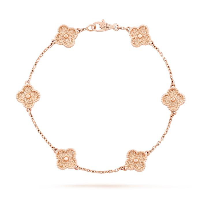 Vca Vintage/sweet alhambra gold bracelet 18K Gold Diamond Jewelry
