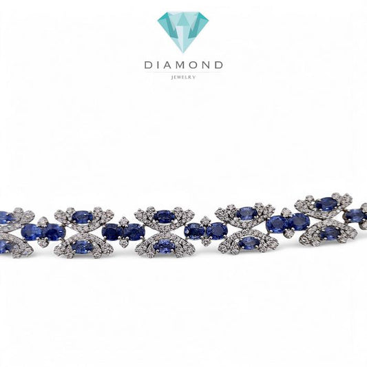 Blue Sapphire Bracelet 18K / Diamond Jewelry