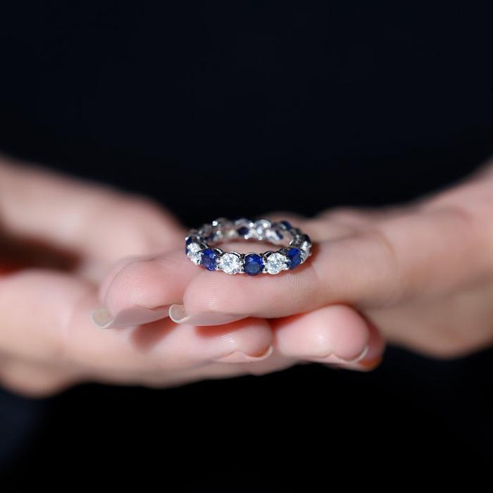 Tennis listring ring diamond sapphire 18k-Diamond Jewelry