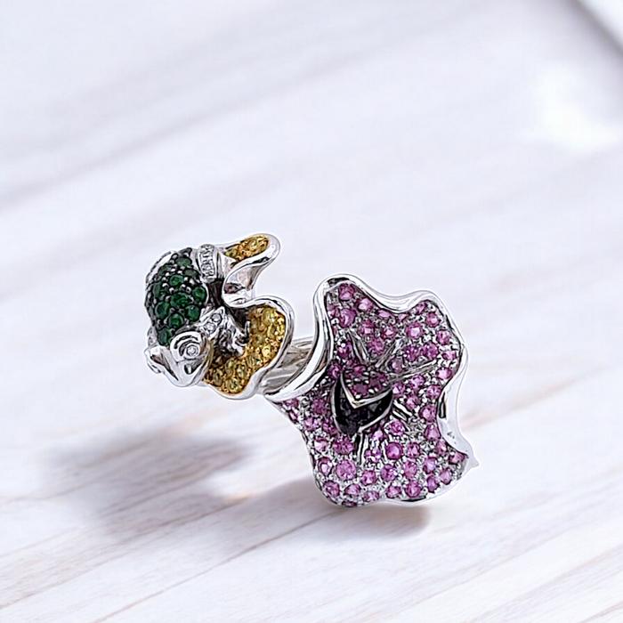 Flower Frog Diamond Ring 18K / Diamond Jewelry