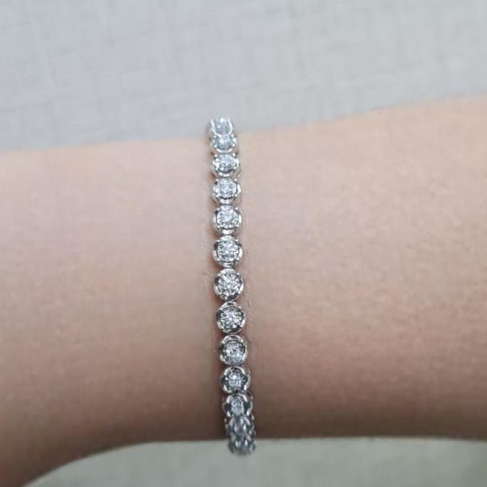 Tennis Diamond Round illusion Bracelet 18K / Diamond Jewelry