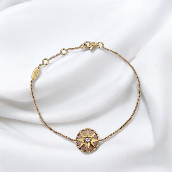 Star Lucky Diamond pink opal Bracelet 18K / Diamond Jewelry