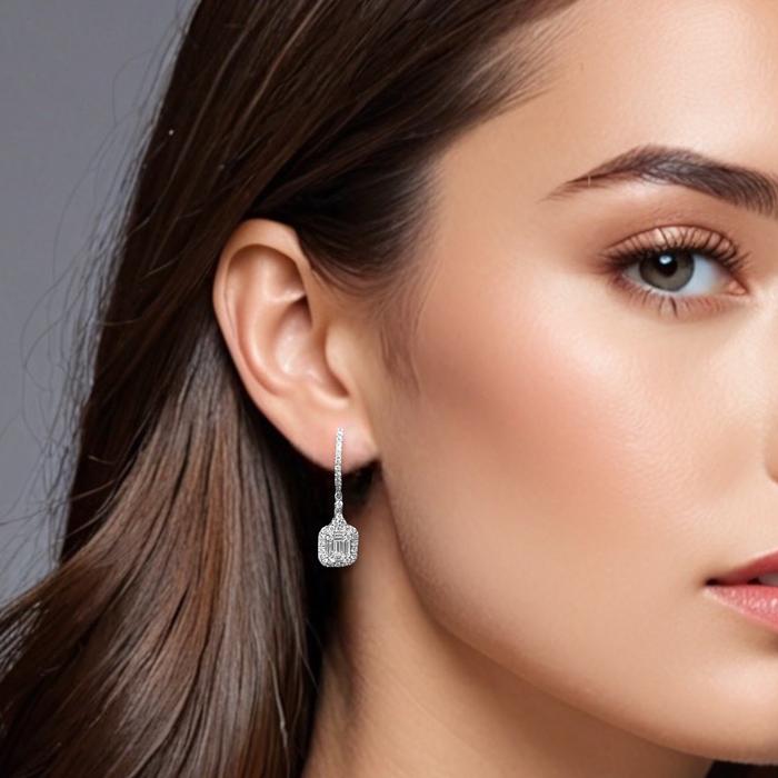 Bagguette diamond earring 18k Diamond Jewelry