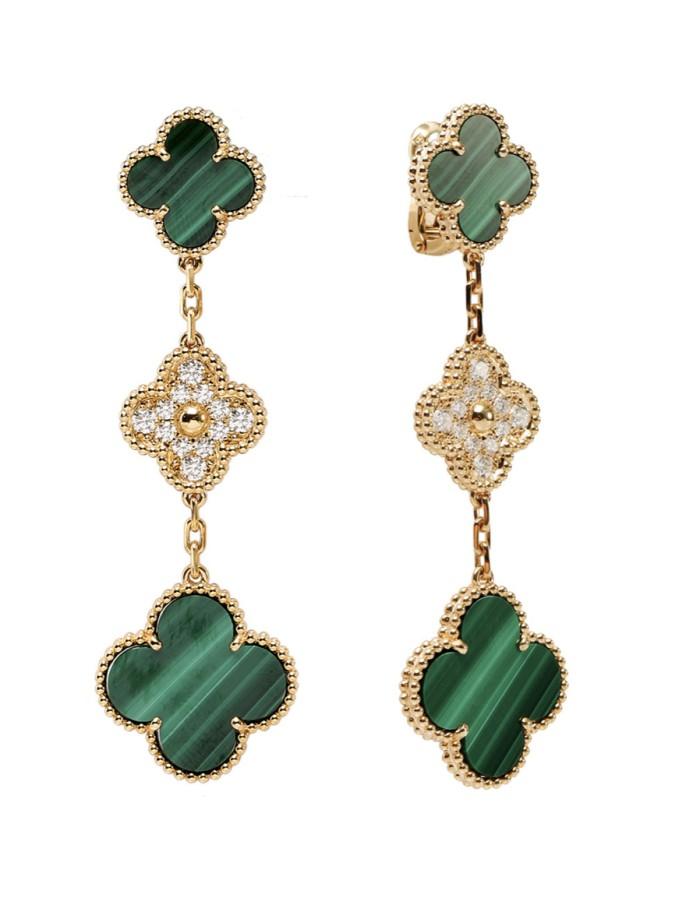 Clover Malechite VOC earring Diamond Jewelry