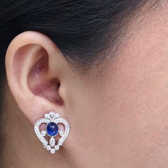 Blue Sapphire Diamond Earring / Diamond Jewelry