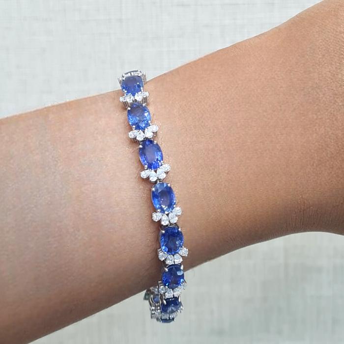 Safir/sapphire tennis Diamond Bracelet 18k white gold / Diamond Jewelry