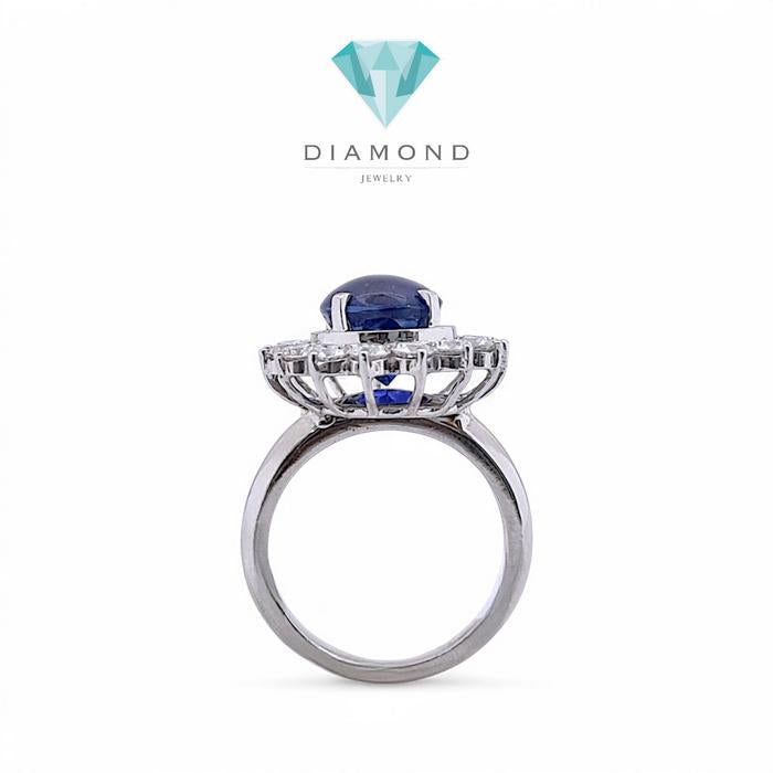 Blue Sapphire Diamond Ring 18K / Diamond Jewelry