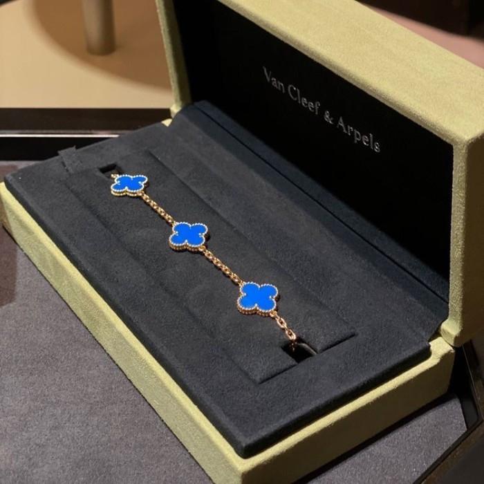 Clover Vintage Blue Agate bracelet vc-Diamond Jewelry