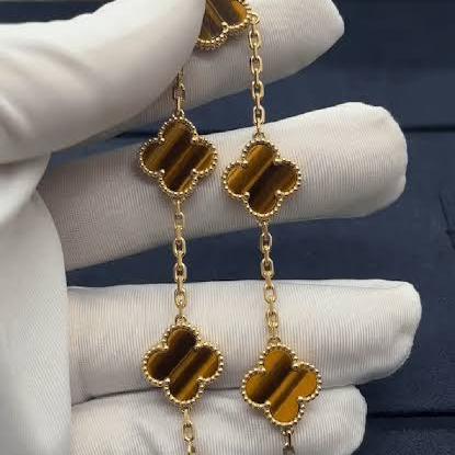 Tiger eye clover bracelet alhambra vintage vc 18k Gold-Diamond Jewelry