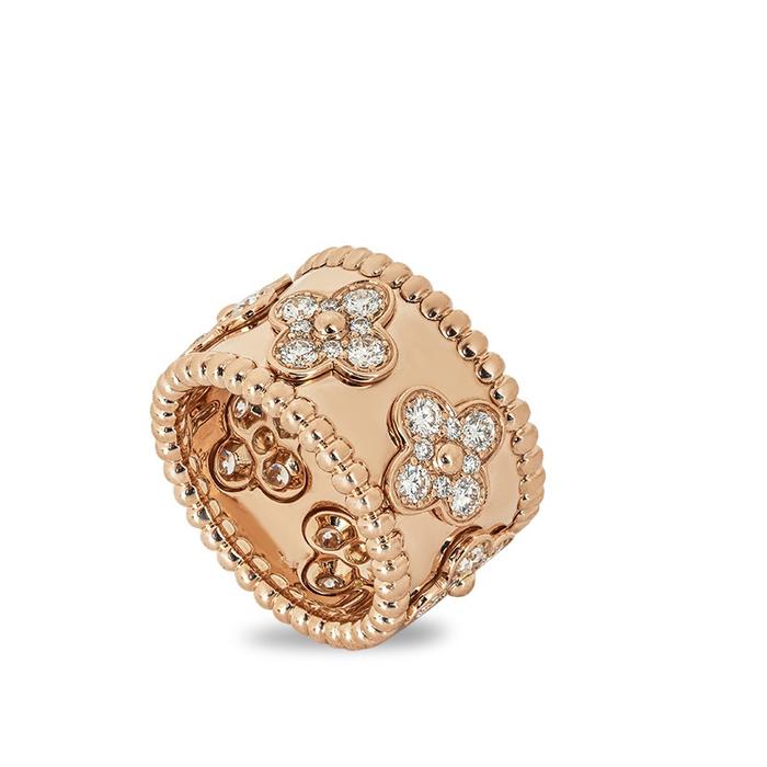 Perlee diamond clover wide ring/ cincin emas berlian perlee clover 18k-Diamond Jewelry