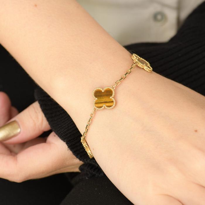 Tiger eye clover bracelet alhambra vintage vc 18k Gold-Diamond Jewelry