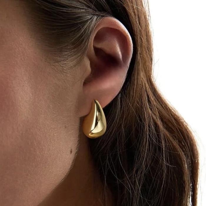 Bola/Tear drop gold 18k earring fashion -Diamond Jewelry-381AMS459LS-382AMS615LS